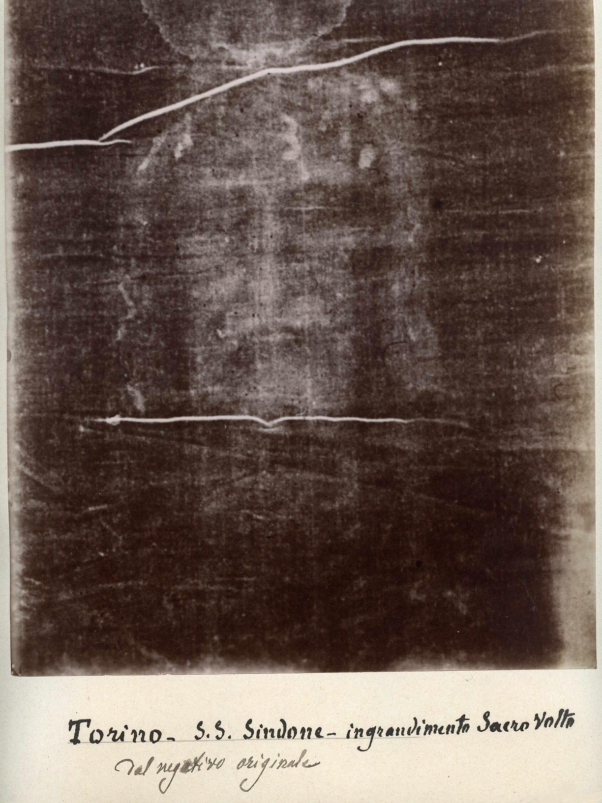 Primera fotografía del Santo Sudario de Turín, negativo de Secondo Pia de 1898