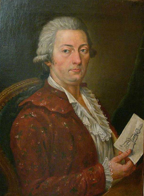 Retrato al óleo de Carl Wilhelm Scheele, químico sueco del siglo XVIII, con casaca roja y una hoja de papel en la mano
