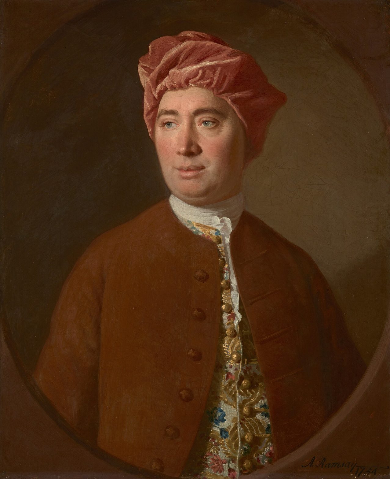 Retrato de David Hume con casaca roja, pintado por Allan Ramsay