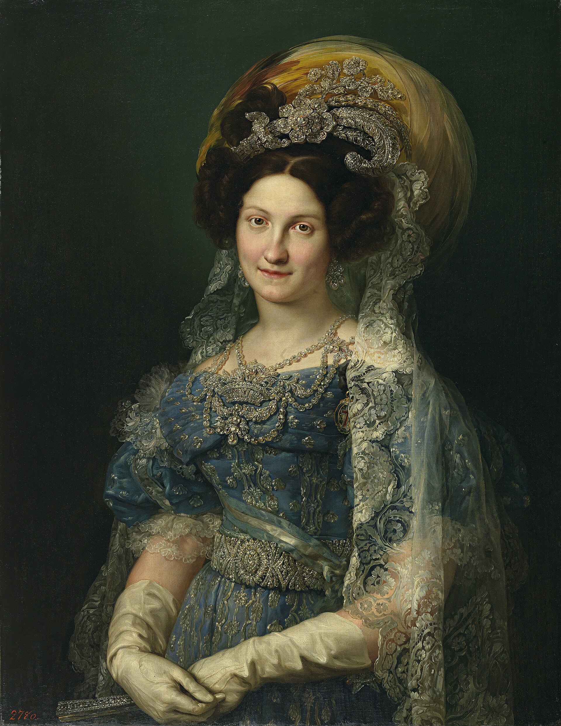 Retrato de María Cristina de Borbón-Dos Sicilias, reina consorte de España y regente durante la minoría de edad de Isabel II.