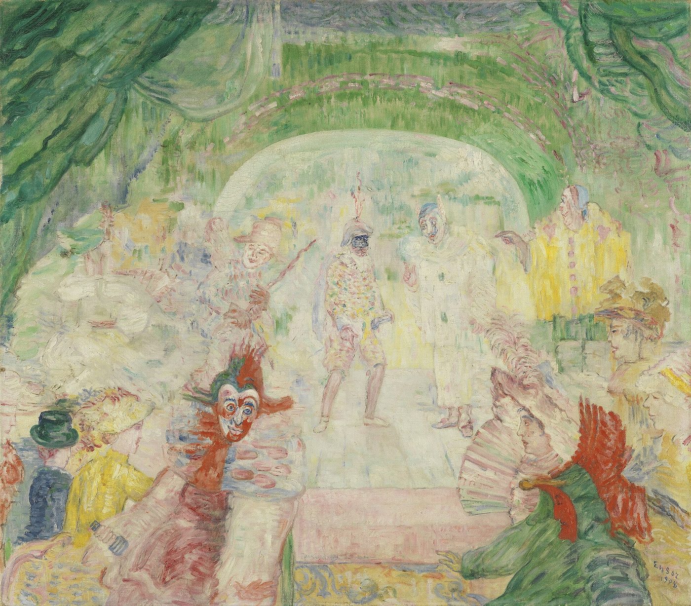 Cuadro de James Ensor con una multitud de personajes enmascarados