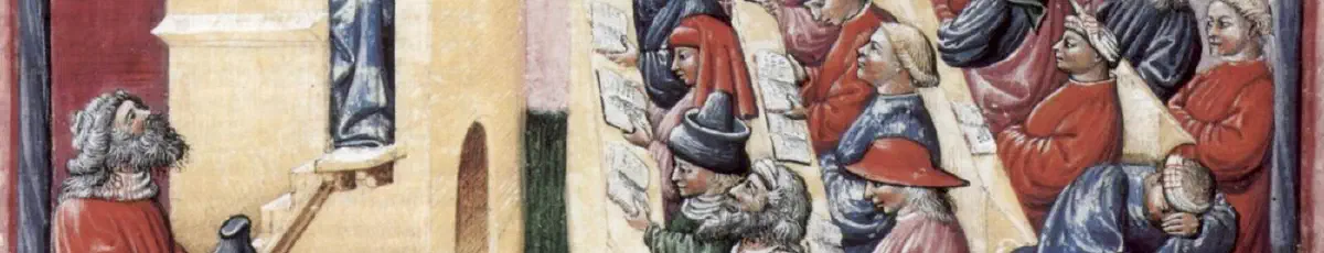 Liber ethicorum des Henricus de Alemannia , single sheet. Scena: Henricus de Alemannia con i suoi studenti — Ciencias de la educación